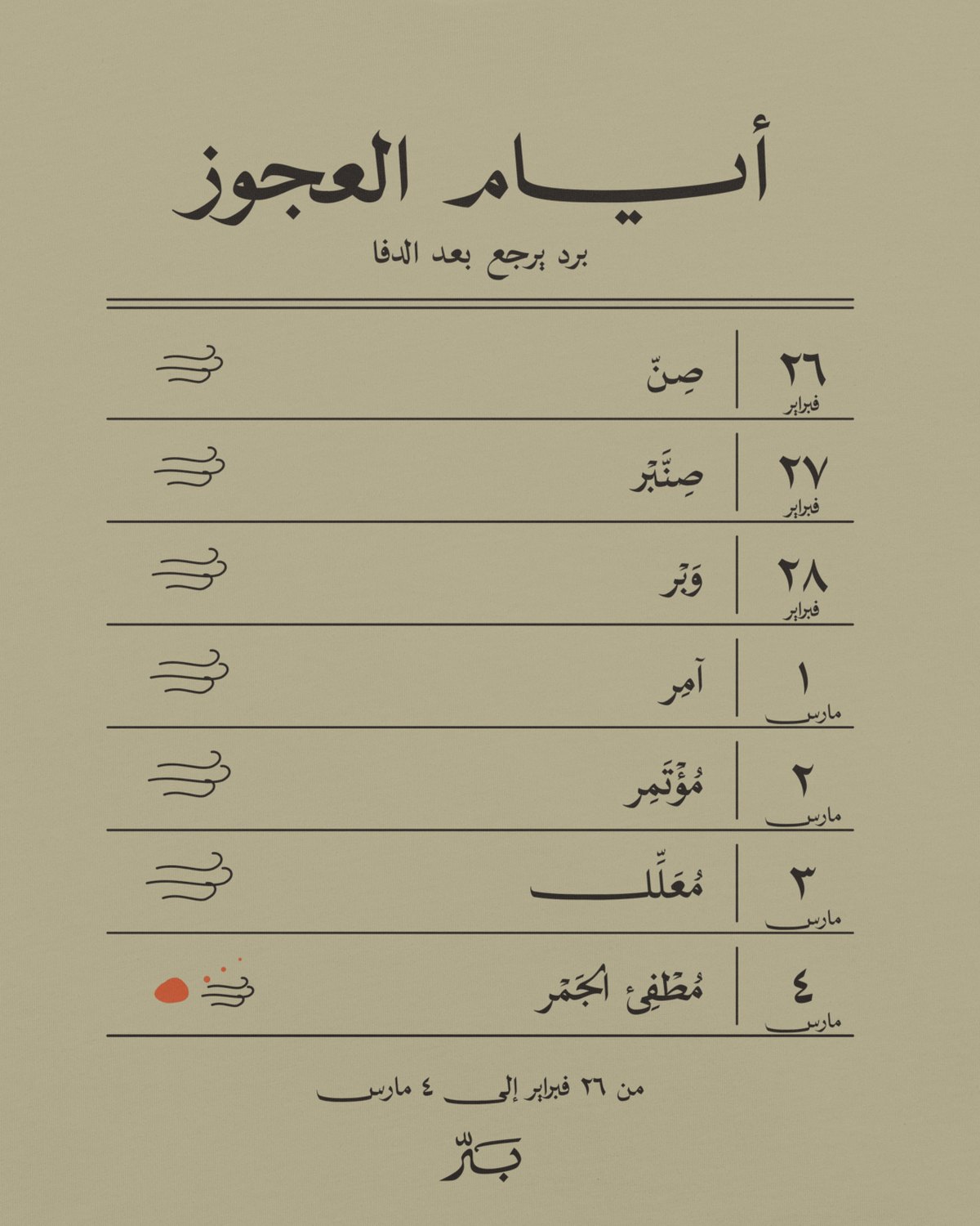 أيام العجوز — تيشيرت بلون رمل: تفاصيل الطباعة على الظهر عن قرب